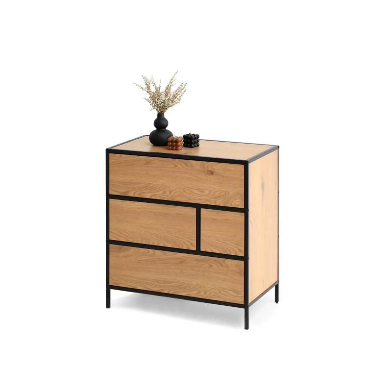 Úzká šuplíková komoda MAIRA - dub / černá
