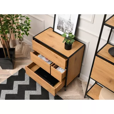 Úzká šuplíková komoda MAIRA - dub / černá