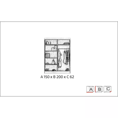 Šatní skříň se zrcadlem 150/62 POLA - wenge