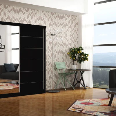 Šatní skříň se zrcadlem 150/62 POLA - černá