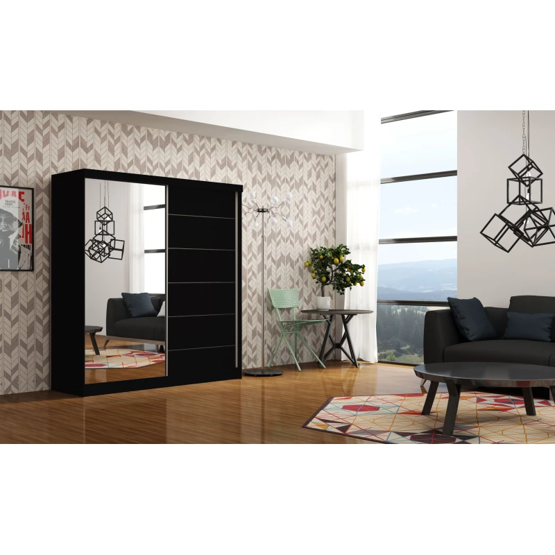 Šatní skříň se zrcadlem 150/62 POLA - černá