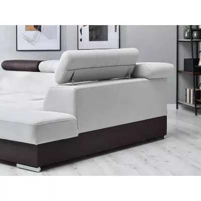 Rohová sedací souprava MAUDY na každodenní spaní - šedá / hnědá