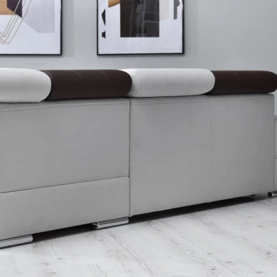 Rohová sedací souprava MAUDY na každodenní spaní - šedá / hnědá