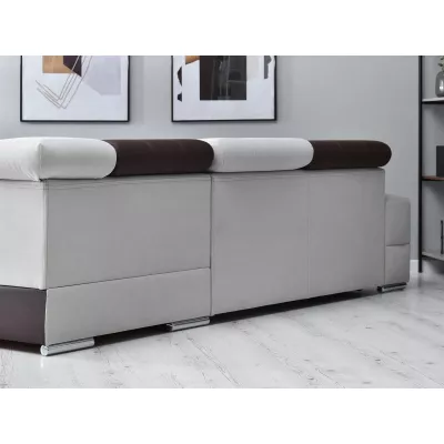 Rohová sedací souprava MAUDY na každodenní spaní - šedá / hnědá