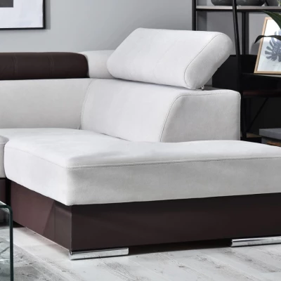 Rohová sedací souprava MAUDY na každodenní spaní - šedá / hnědá