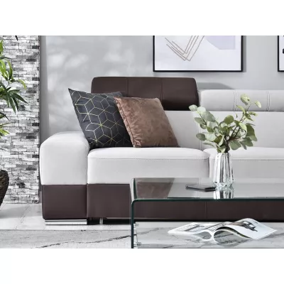 Rohová sedací souprava MAUDY na každodenní spaní - šedá / hnědá