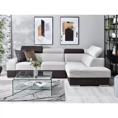 Rohová sedací souprava MAUDY na každodenní spaní - šedá / hnědá