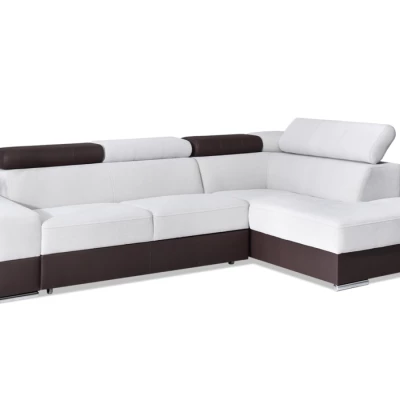 Rohová sedací souprava MAUDY na každodenní spaní - šedá / hnědá