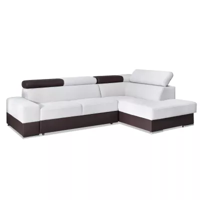 Rohová sedací souprava MAUDY na každodenní spaní - šedá / hnědá