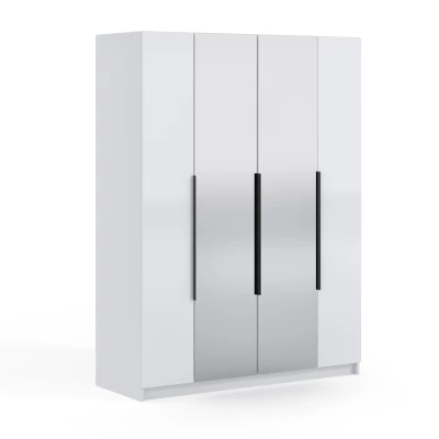 Šatní skříň se zrcadlem 180/60 AUREN - lesklá bílá