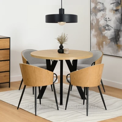 Jídelní židle CERYS - dub / šedá / černá