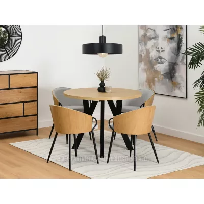 Jídelní židle CERYS - dub / šedá / černá