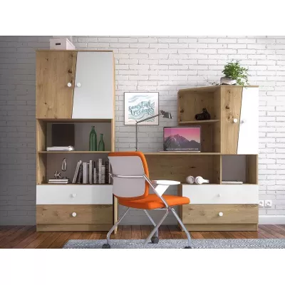 Nábytek do studentského pokoje CHIMA 3 - dub artisan / bílý