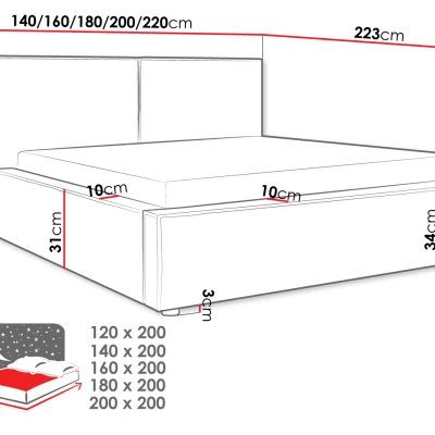 Dvoulůžková postel s úložným prostorem 200x200 LAMESA - černá