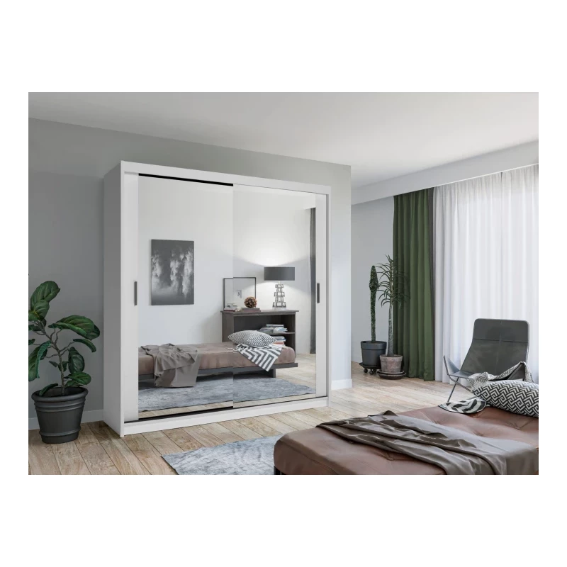 Zrcadlová šatní skříň 203/62 KAILAN - bílá