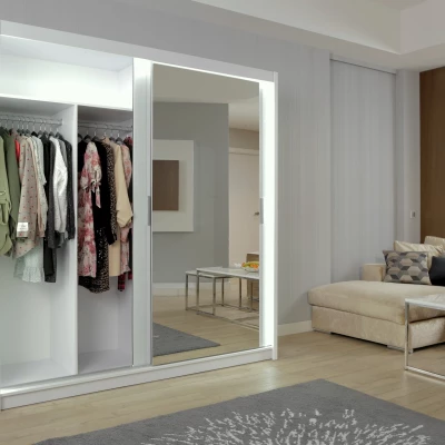 Zrcadlová šatní skříň 203/62 KAILAN - bílá