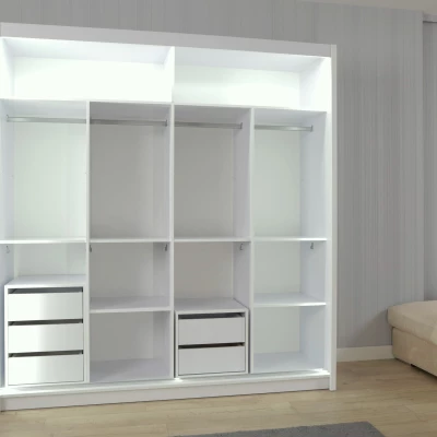 Zrcadlová šatní skříň 203/62 KAILAN - bílá