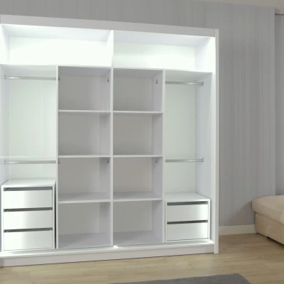 Zrcadlová šatní skříň 203/62 KAILAN - bílá