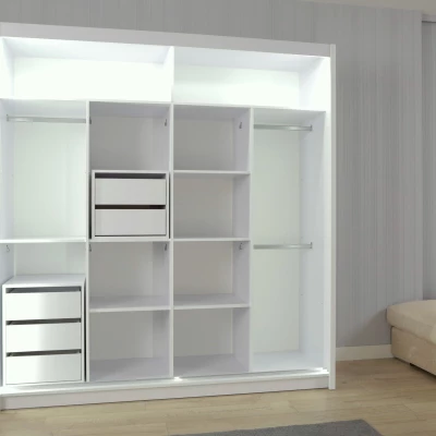 Zrcadlová šatní skříň 203/62 KAILAN - bílá