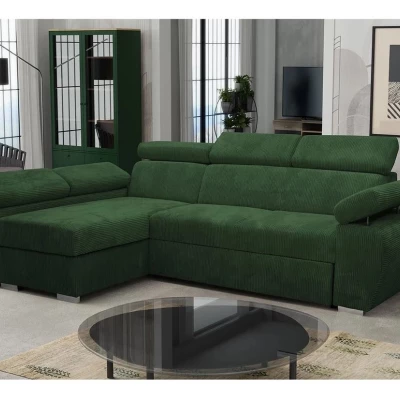 Rozkládací rohová sedací souprava ORITUKO - zelená, levý roh