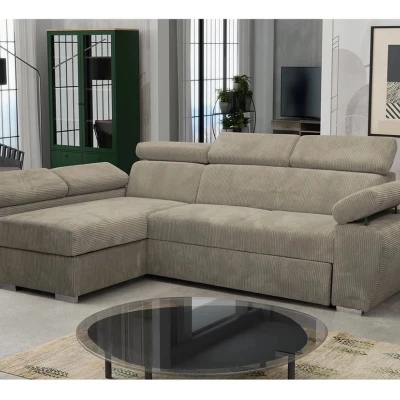 Rozkládací rohová sedací souprava ORITUKO - tmavá béžová, levý roh