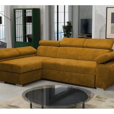 Rozkládací rohová sedací souprava ORITUKO - medová, levý roh