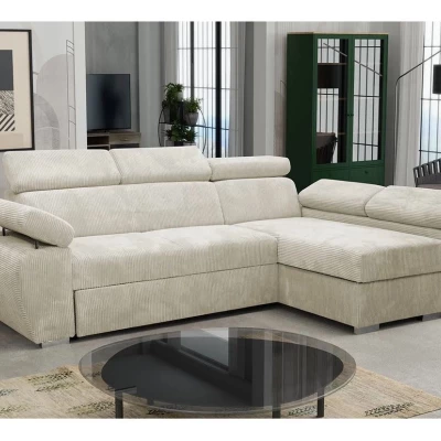 Rozkládací rohová sedací souprava ORITUKO - špinavá bílá, pravý roh