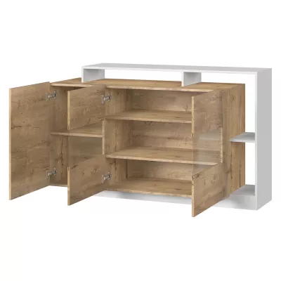 Sestava nábytku do obývacího pokoje ERICKA - dub grande / bílá + LED osvětlení ZDARMA