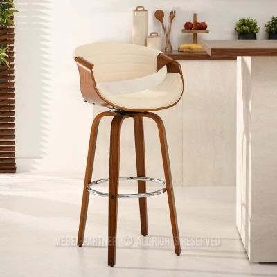 Designová barová židle SAROLTA - ořech / krémová 1
