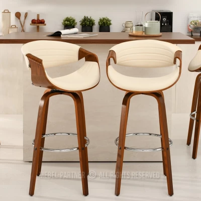Designová barová židle SAROLTA - ořech / krémová 1