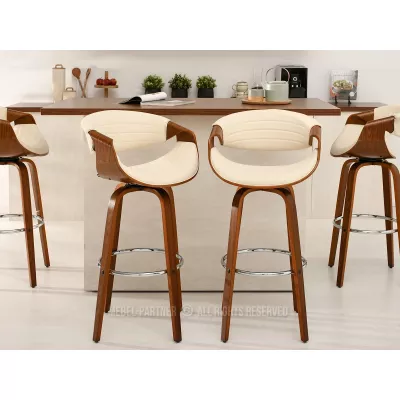 Designová barová židle SAROLTA - ořech / krémová 1