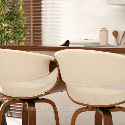 Designová barová židle SAROLTA - ořech / krémová 1