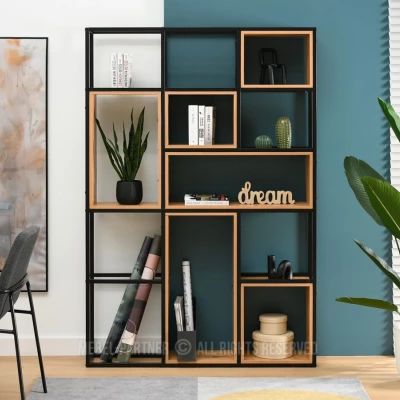 Policový regál GAREK - dub / černý