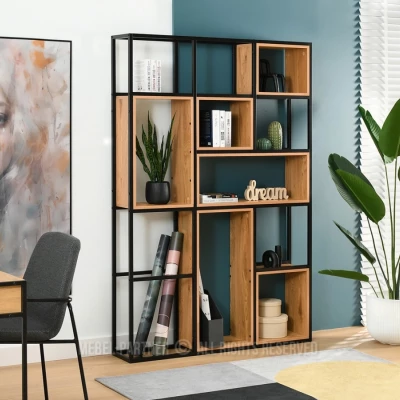 Policový regál GAREK - dub / černý