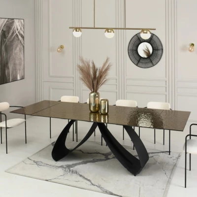 Rozkládací jídelní stůl 180(260) EVONY - zlatý / černý