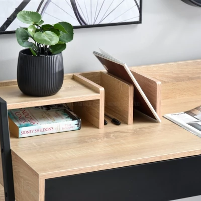 Široký psací stůl BATO - dub sonoma / černý