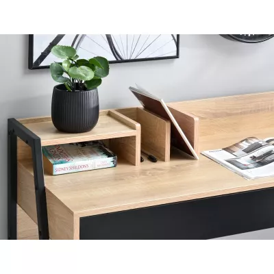 Široký psací stůl BATO - dub sonoma / černý