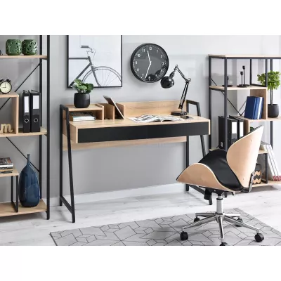 Široký psací stůl BATO - dub sonoma / černý