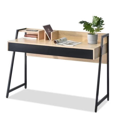 Široký psací stůl BATO - dub sonoma / černý