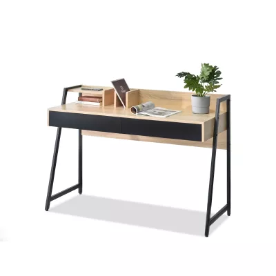 Široký psací stůl BATO - dub sonoma / černý