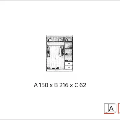 Šatní skříň se zrcadlem 150/62 LINEA - bílá