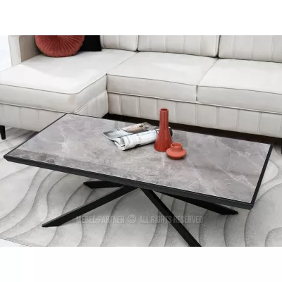 Konferenční stolek HERALDO - grafitový mramor / černý