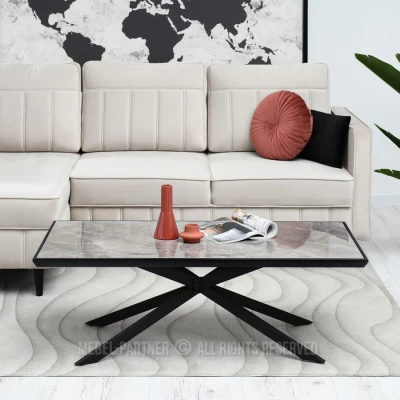 Konferenční stolek HERALDO - grafitový mramor / černý