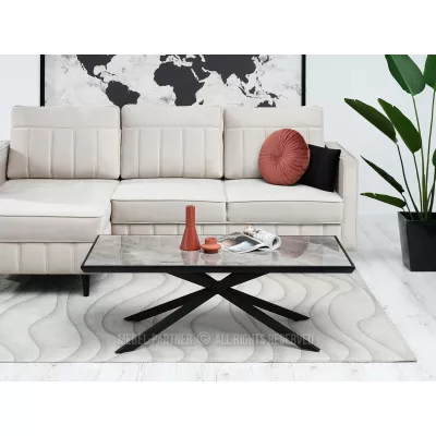 Konferenční stolek HERALDO - grafitový mramor / černý