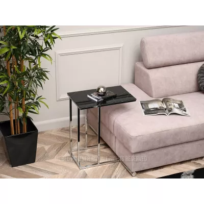 Odkládací stolek VESELIN - černý mramor / chrom