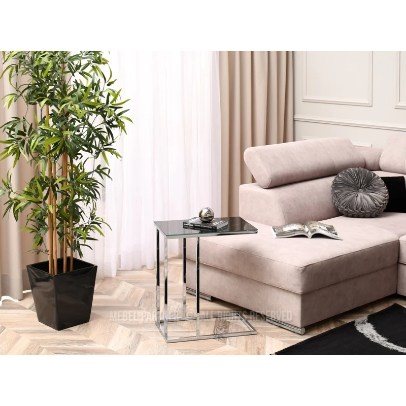 Odkládací stolek VESELIN - černý mramor / chrom