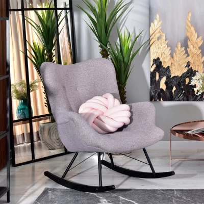 Houpací křeslo ENAS - pudrově růžové / černé