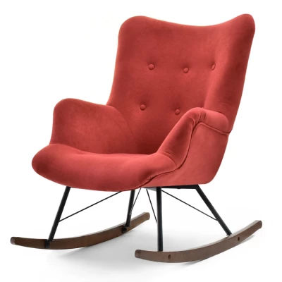 Houpací křeslo ENAS - oranžové / černé / ořech