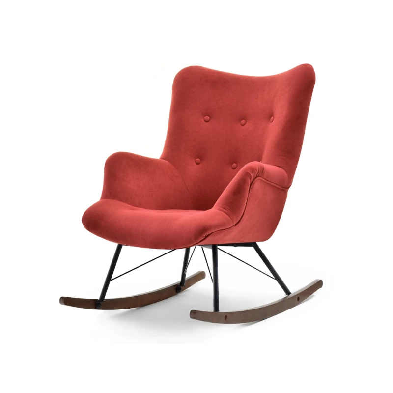 Houpací křeslo ENAS - oranžové / černé / ořech