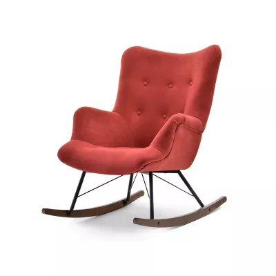 Houpací křeslo ENAS - oranžové / černé / ořech